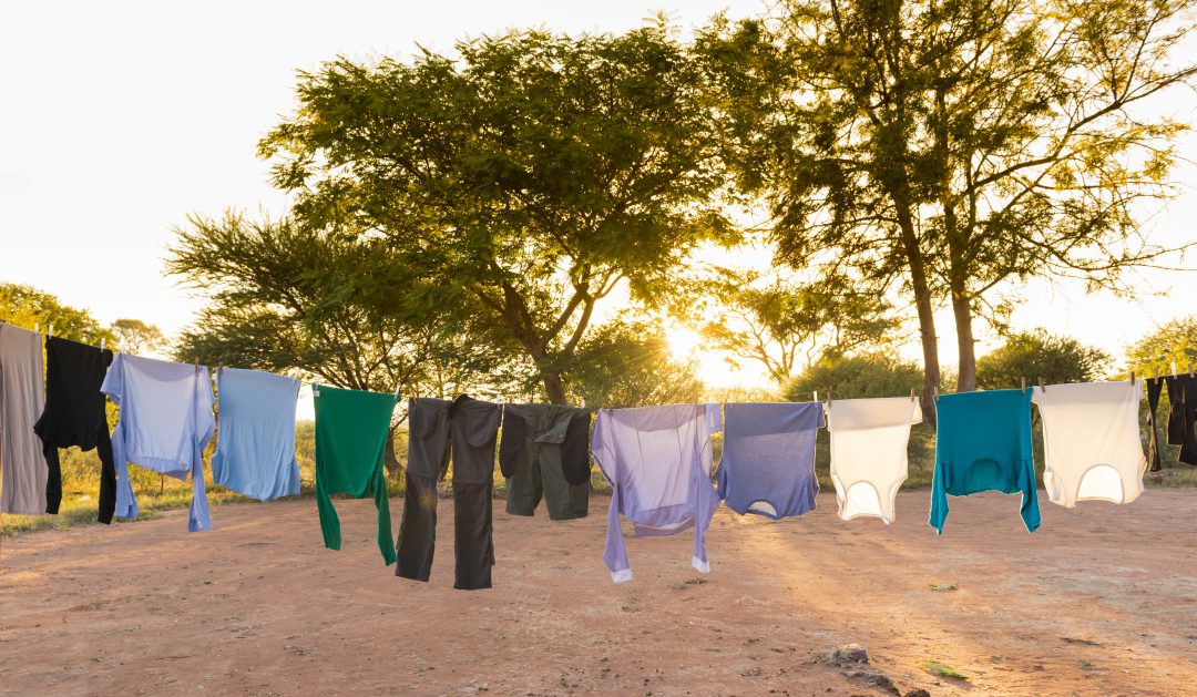 Laundry Drying on Outdoor Clothes Line